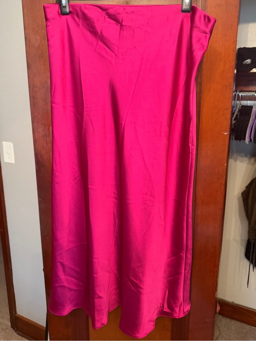 LOFT Fuchsia Satin Slip Skirt